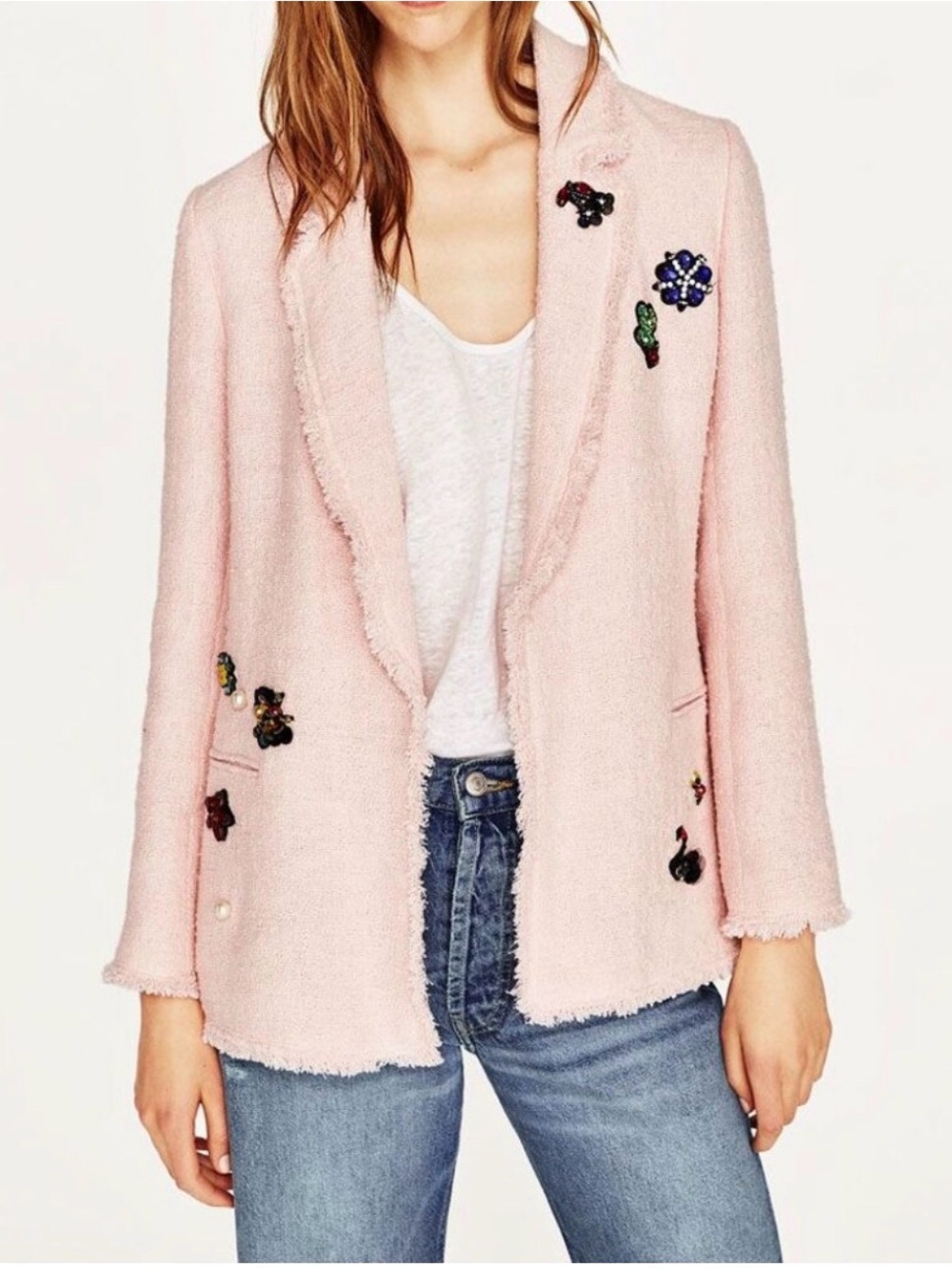 Zara Light Pink Open Blazer